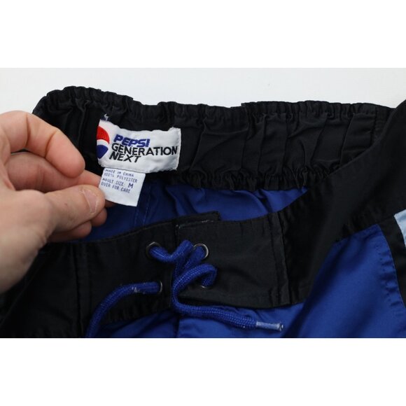 Vintage 90s Pepsi Co Mens Medium Spell Out Reflective Surf Board Shorts Blue - Picture 6 of 10